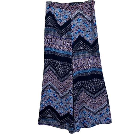 Lush Wide Leg Palazzo Pants Women's Medium Multicolor Geo Abstract High Rise - Picture 1 of 12